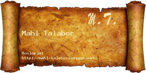 Mahl Talabor névjegykártya